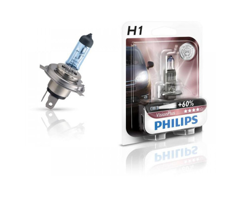 Лампа галогенная Philips H1 VisionPlus, 1шт/блистер 12258VPB1