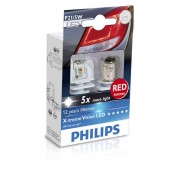 Лампа светодиодная Philips P21/5W RED 12/24V, 2шт/блистер 12899RX2