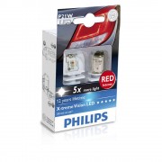 Лампа светодиодная Philips P21W RED 12/24V, 2шт/блистер 12898RX2