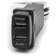 Разъем USB в штатную заглушку Carav 17-107 Mitsubishi / 2 порта: аудио + зарядное устройство