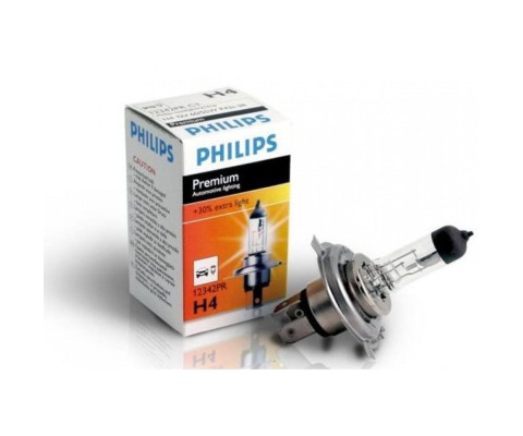 Лампа галогенная Philips H4 Premium 60/55W P43t 12342PRC1 Лампа галогенная Philips H4 Premium 60/55W P43t 12342PRC1