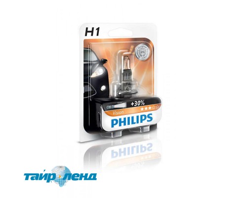 Лампа галогенная Philips H1 Vision, 3200K, 1шт/блистер 12258PRB1