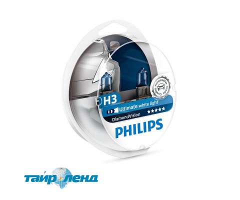 Лампа галогенная Philips H3 Diamond Vision 5000K, 2шт/блистер 12336DVS2