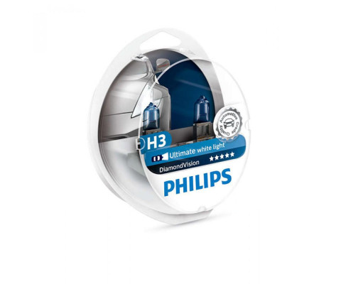 Лампа галогенная Philips H3 Diamond Vision 5000K, 2шт/блистер 12336DVS2