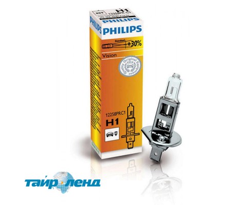 Лампа галогенная Philips H1 Vision, 3200K, 1шт/картон 12258PRC1