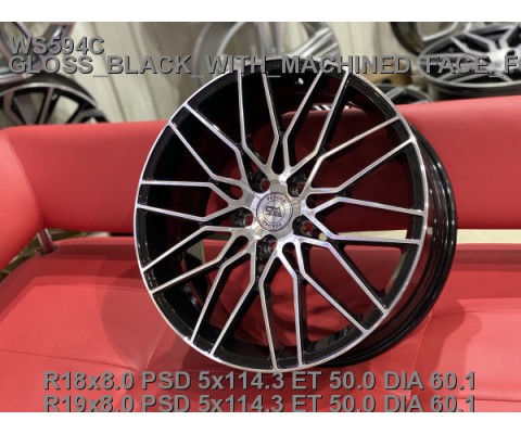 WS Forged WS594C 8x18 5x114.3 ET50 DIA60.1 (gloss black machined face)