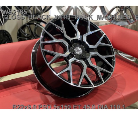 WS Forged WS2165 9x22 5x150 ET45 DIA110.1 (gloss black dark machined face)