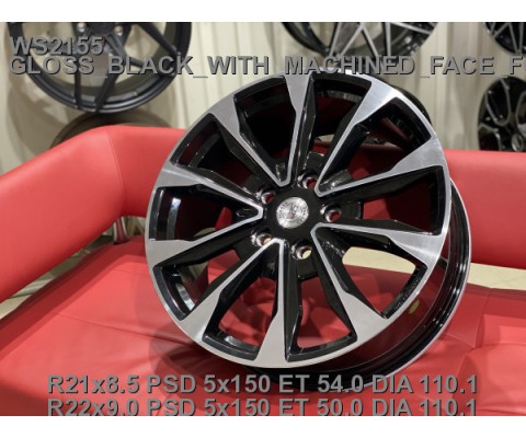 WS Forged WS2155 9x22 5x150 ET50 DIA110.1 (gloss black machined face)