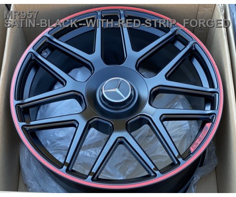 Replica Mercedes (MR957) 10x21 5x130 ET33 DIA84.1 (satin black red stripe)